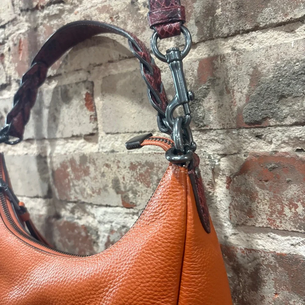 COACH Jules Hobo Sunset‎ Pebble Leather Snake Embossed Straps Purse C1571 - Picture 11 of 16